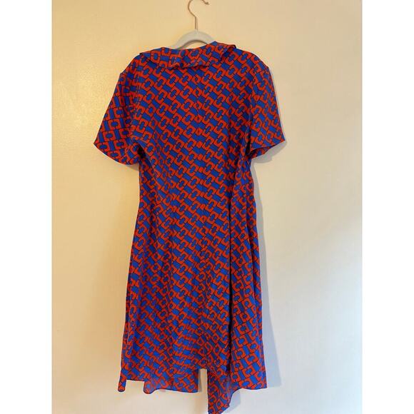 Diane von Furstenberg Savilla Chainlink Ruffle Front Wrap Dress 100% Silk Size 6 - Picture 4 of 7